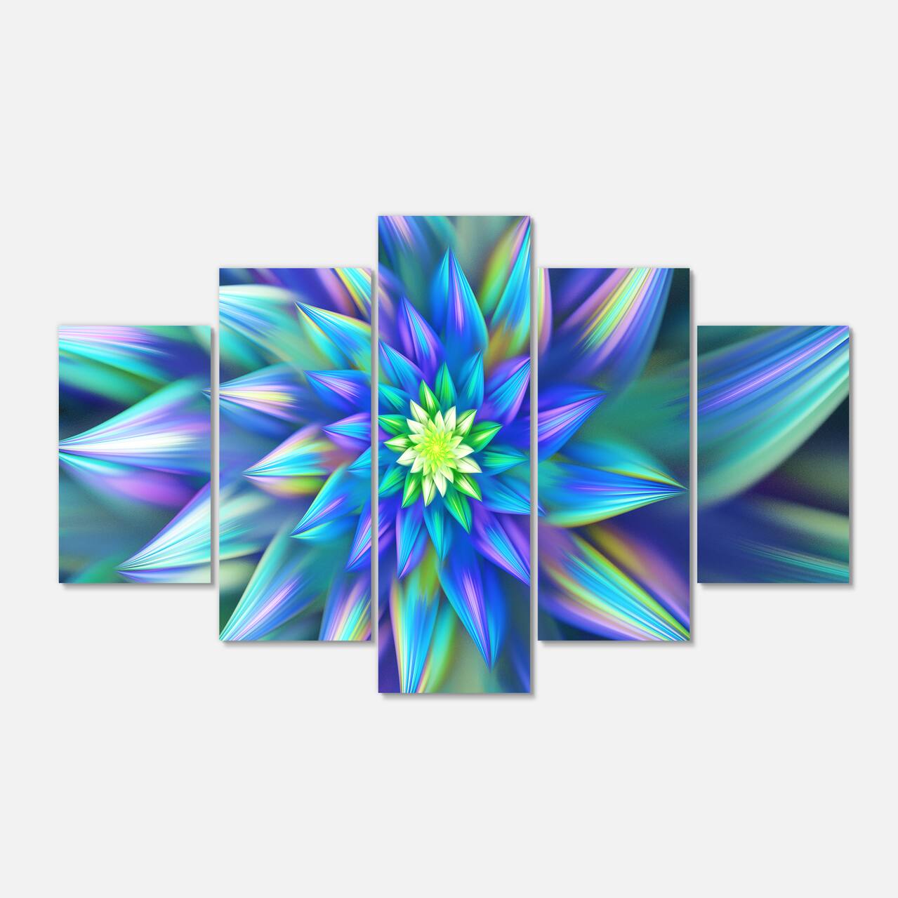 Designart - Huge Light Blue Fractal Flower - Large Floral Canvas Art Print